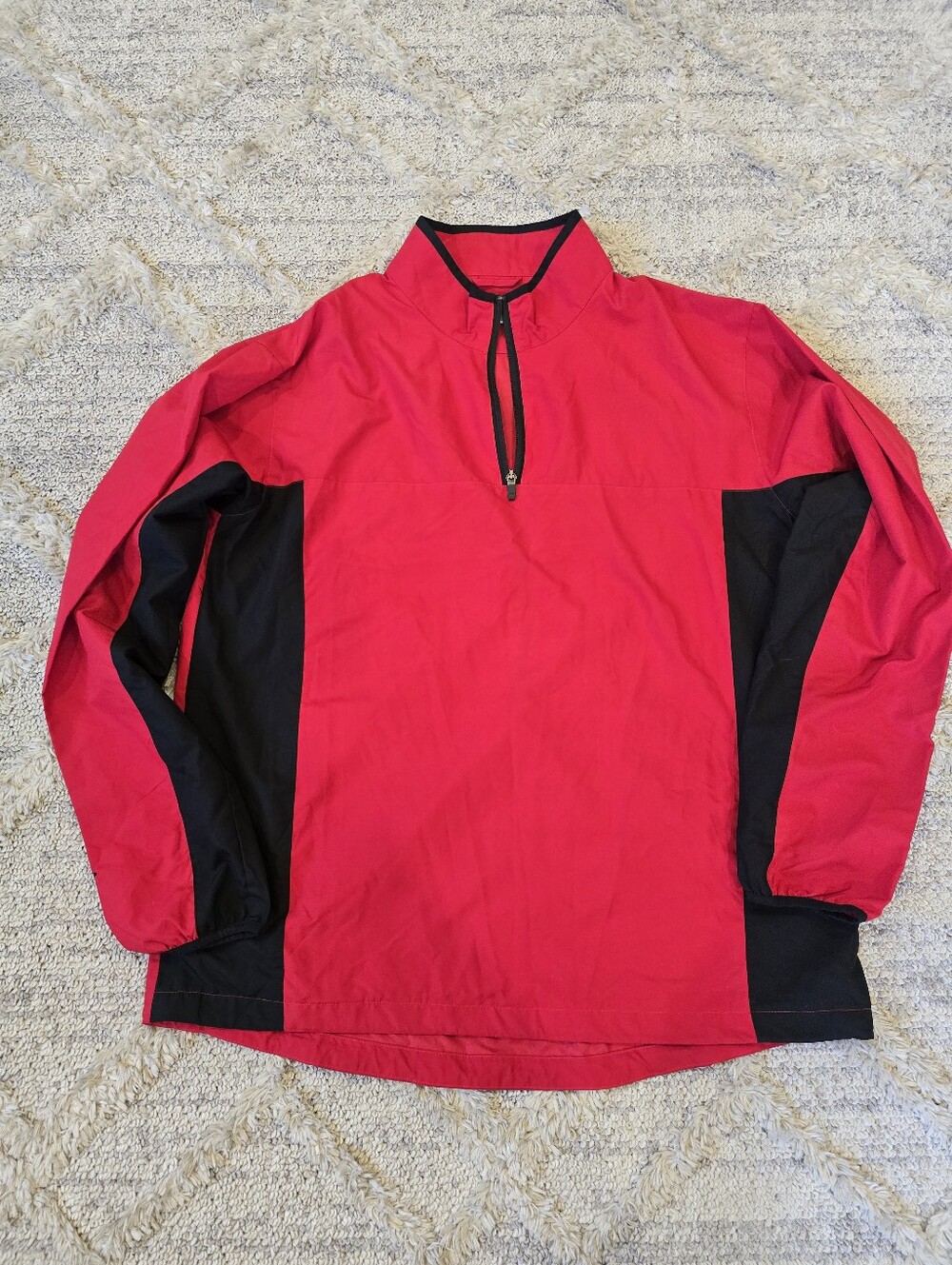 Mens XL Cutter & Buck Weathertec Elite Pullover Red Black Quarter Zip Windbreak